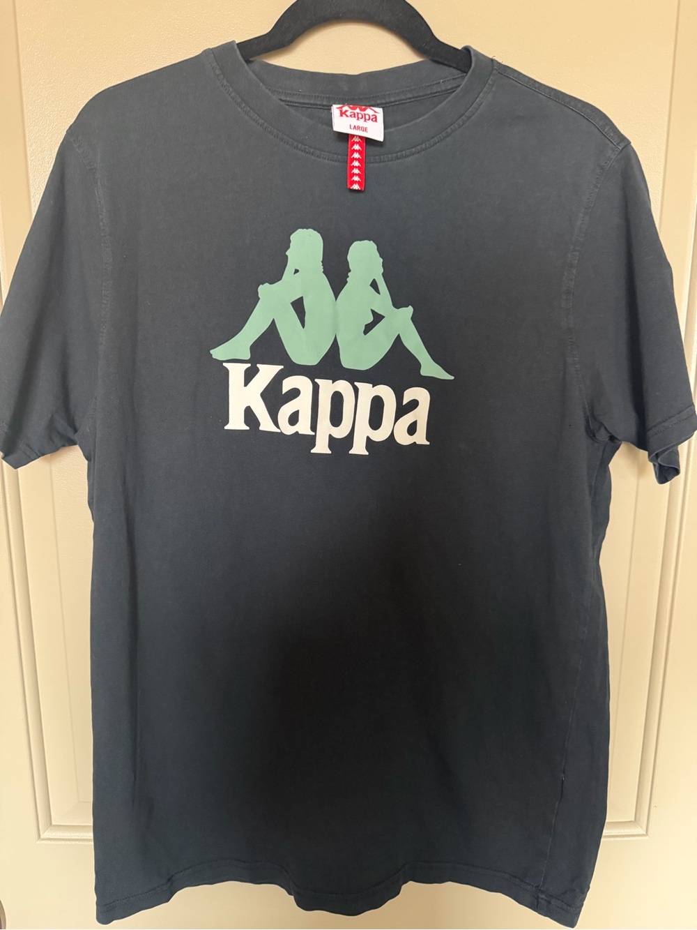 Kappa - Women’s Black Tee with Mint/White Logo - Size Large